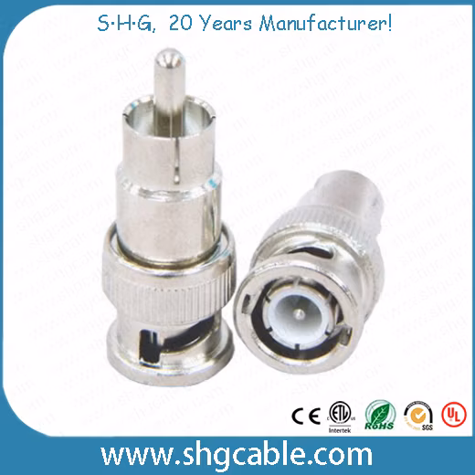 Conector adaptador BNC macho para RCA macho para cabo coaxial Rg59 RG6