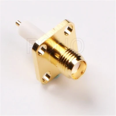 Conector SMA coaxial de RF de 4 furos com flange de PTFE longo